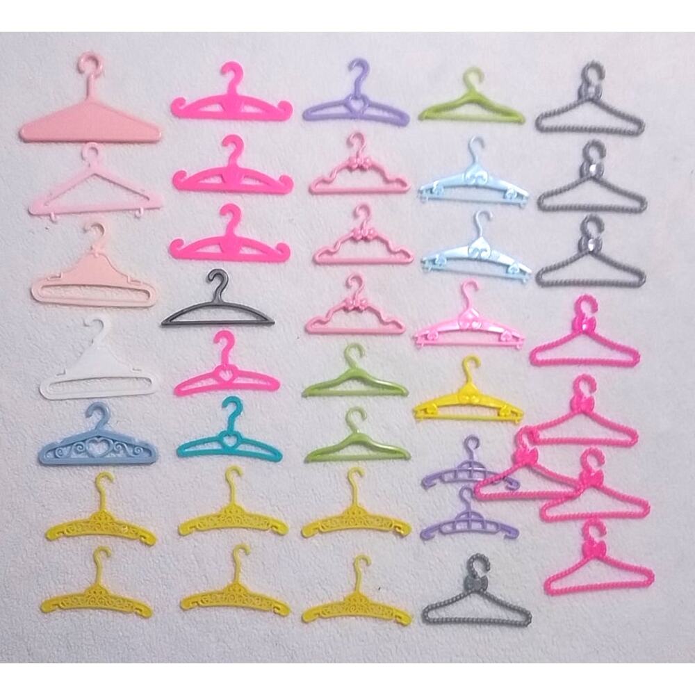 Barbie Size Fashion Doll Clothes Hangers 39 Pc Lot Mixed Styles Colors Sizes